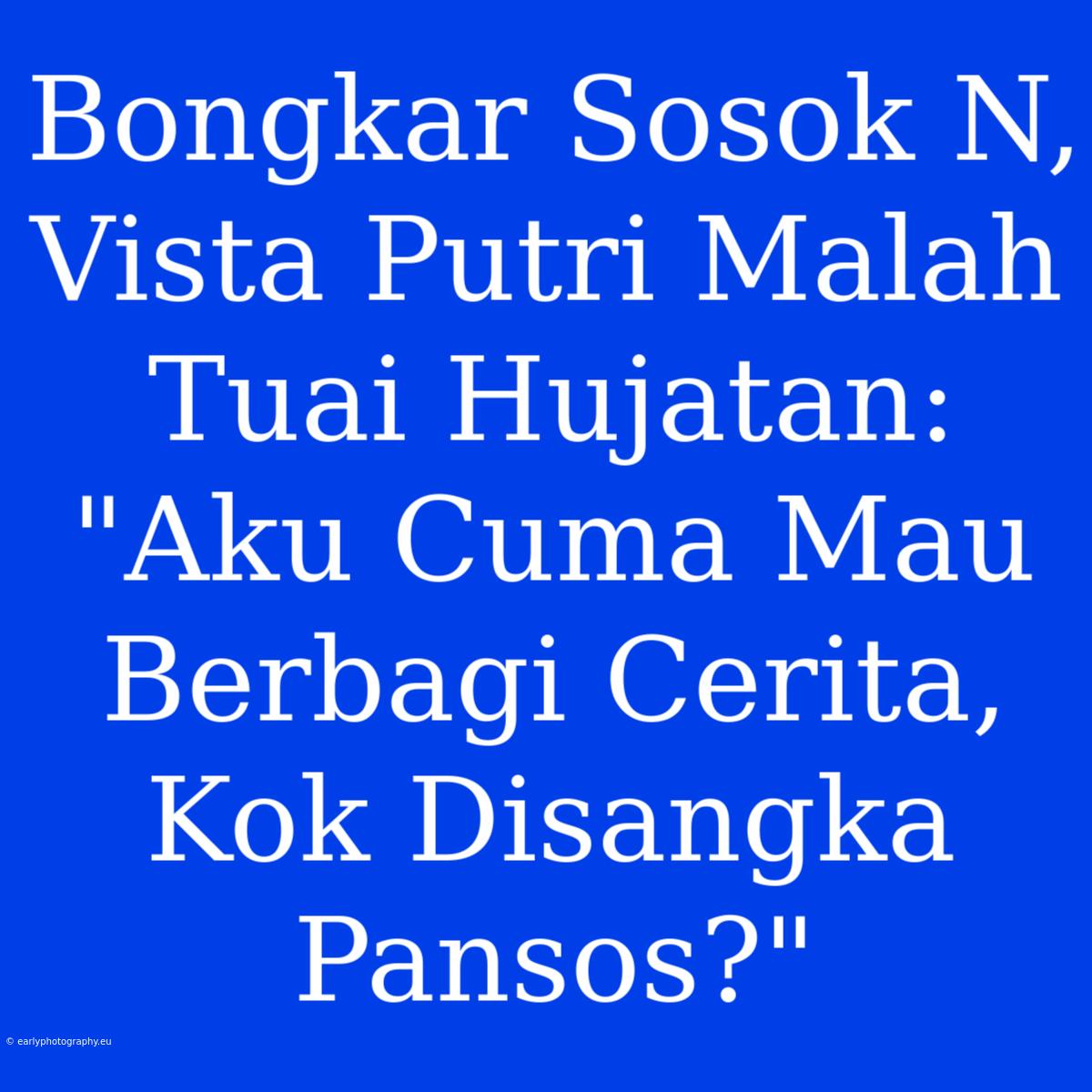 Bongkar Sosok N, Vista Putri Malah Tuai Hujatan: 