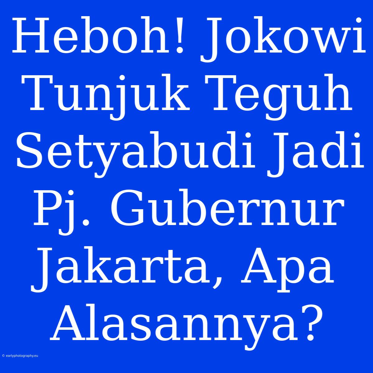 Heboh! Jokowi Tunjuk Teguh Setyabudi Jadi Pj. Gubernur Jakarta, Apa Alasannya?