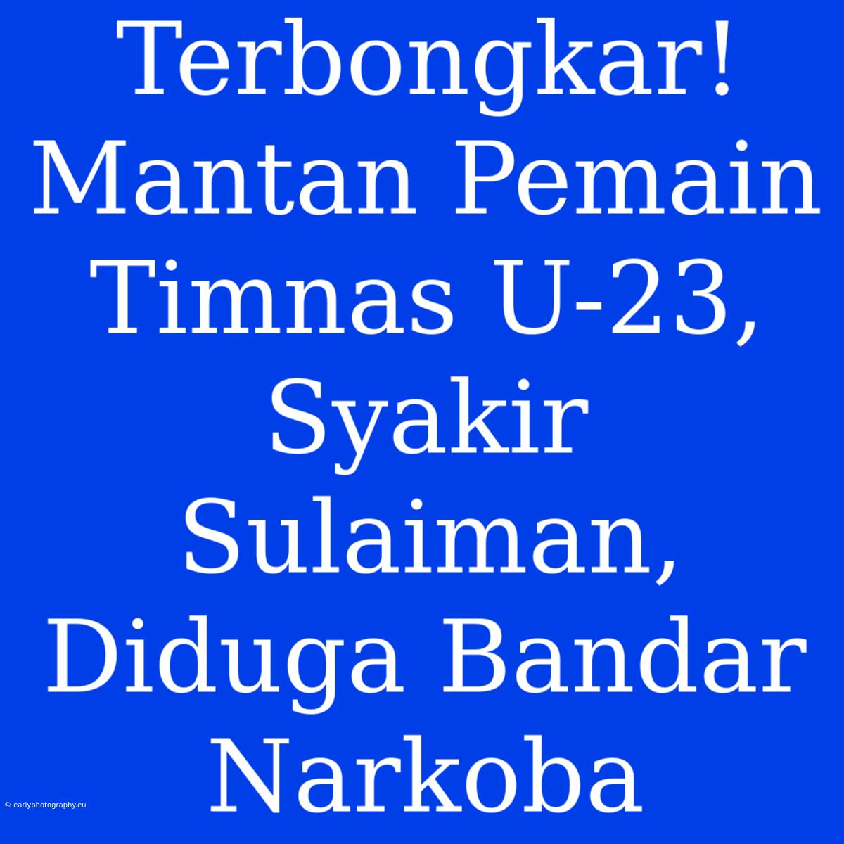 Terbongkar! Mantan Pemain Timnas U-23, Syakir Sulaiman, Diduga Bandar Narkoba