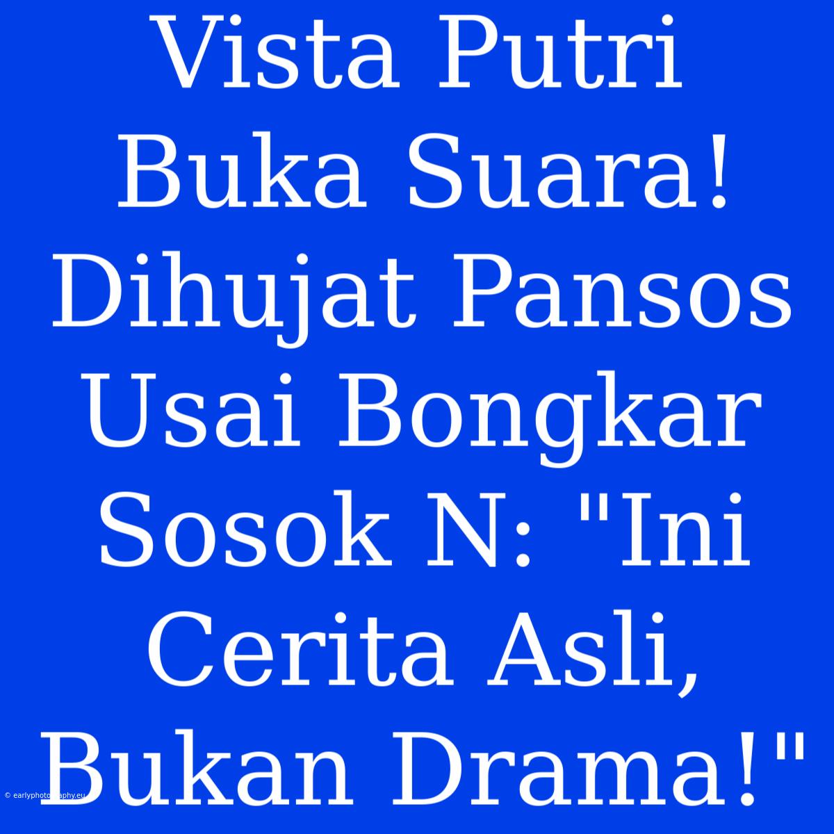 Vista Putri Buka Suara! Dihujat Pansos Usai Bongkar Sosok N: 